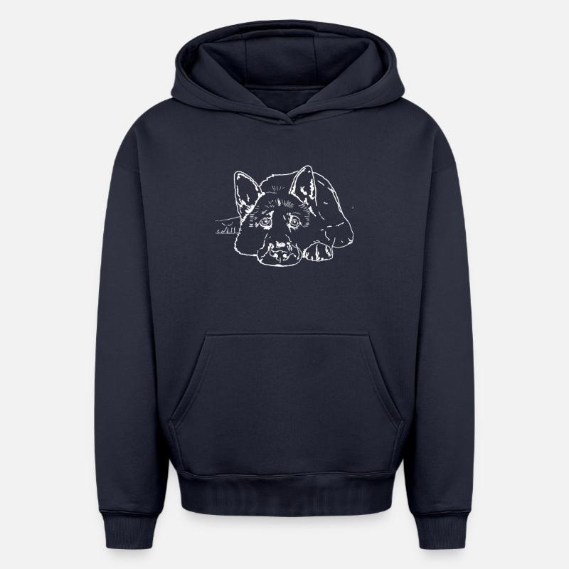 Chien de berger - Sweat à capuche unisexe oversize épais SPREAD - bleu marine