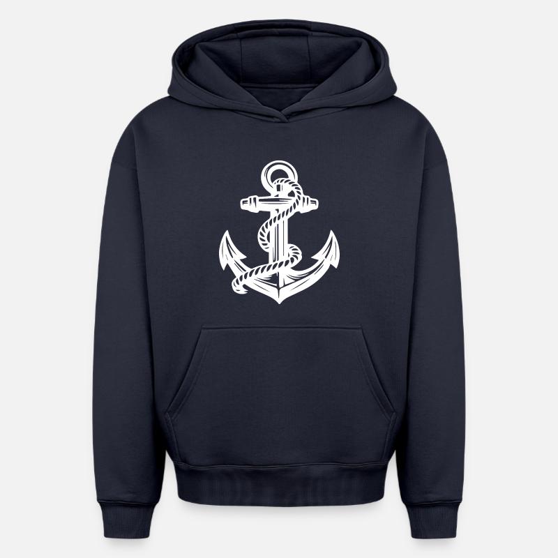 Ancre - Sweat à capuche unisexe oversize épais SPREAD - bleu marine