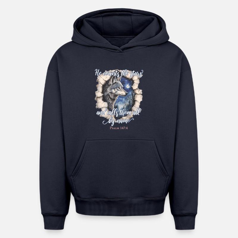Citation chrétienne de Wolf - Sweat à capuche unisexe oversize épais SPREAD - bleu marine