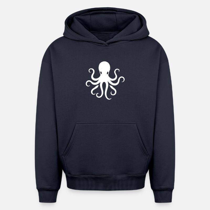 Pieuvre - Sweat à capuche unisexe oversize épais SPREAD - bleu marine