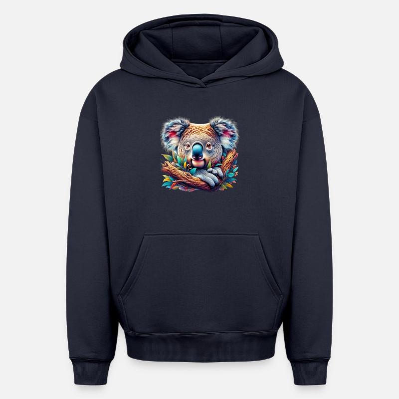 Koala - Sweat à capuche unisexe oversize épais SPREAD - bleu marine