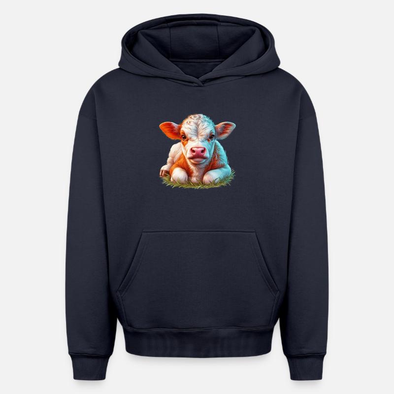 Vache - Sweat à capuche unisexe oversize épais SPREAD - bleu marine