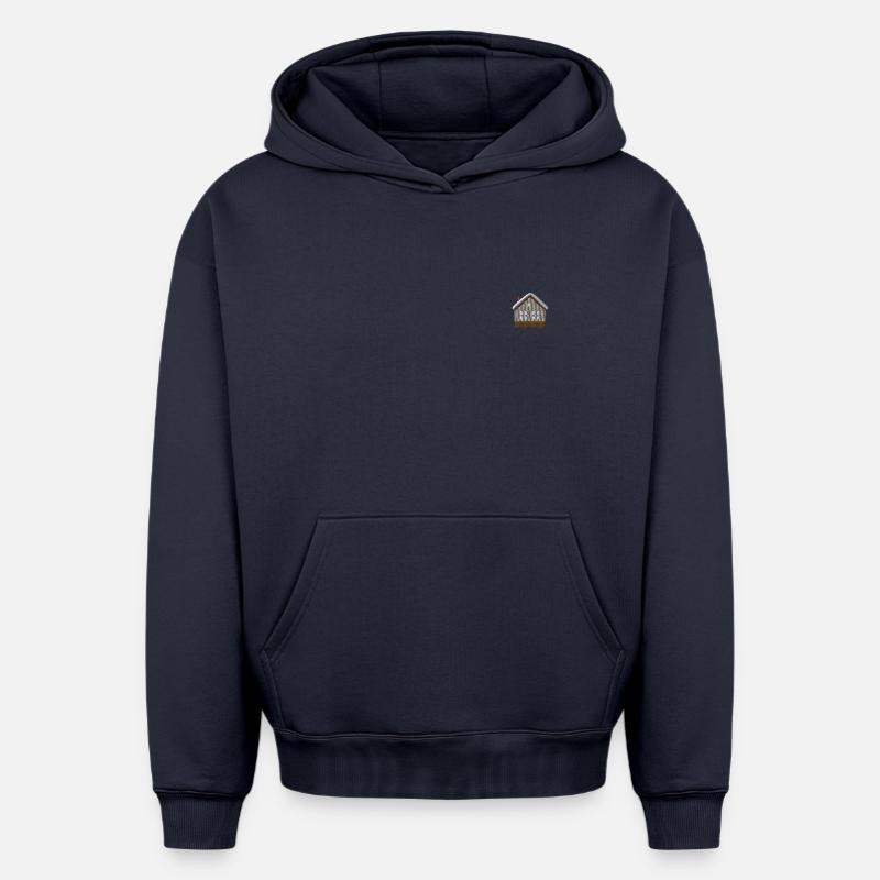 Maison brodée - Sweat à capuche unisexe oversize épais SPREAD - bleu marine