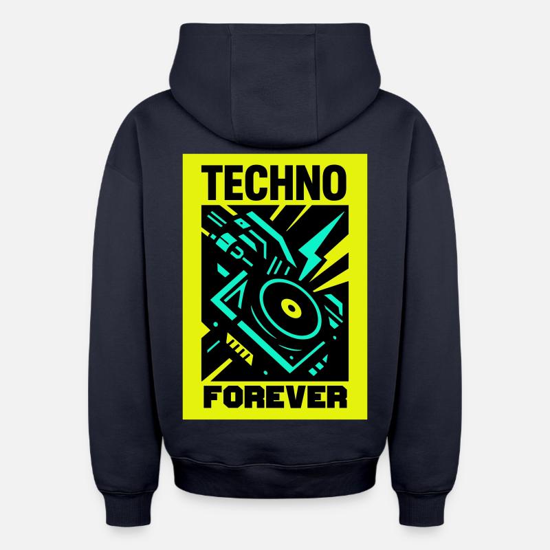 Techno Forever - Oversized Heavyweight Unisex Hoodie - Navy