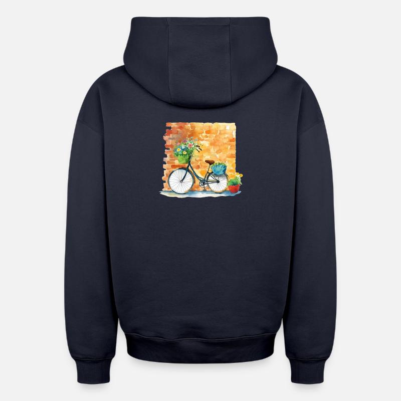 Bicyclette - Sweat à capuche unisexe oversize épais SPREAD - bleu marine