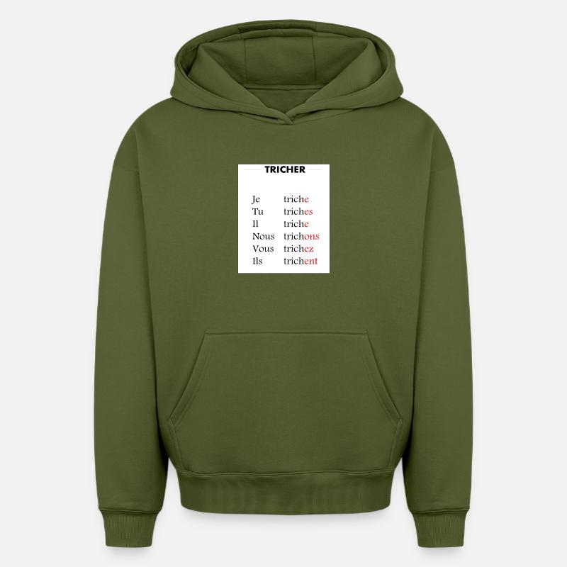 Tricher - Sweat à capuche unisexe oversize épais SPREAD - kaki