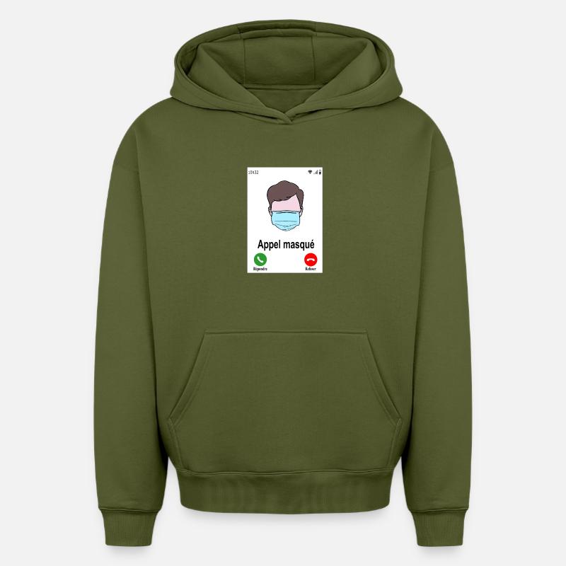 Appel masqué - Sweat à capuche unisexe oversize épais SPREAD - kaki