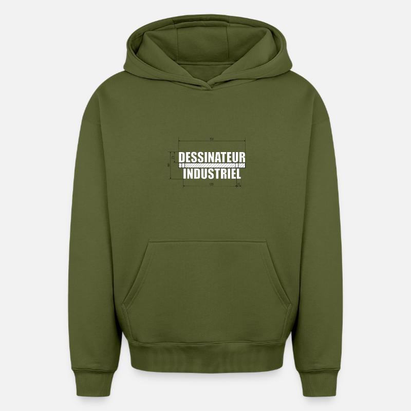 dessinateur industriel - Sweat à capuche unisexe oversize épais SPREAD - kaki