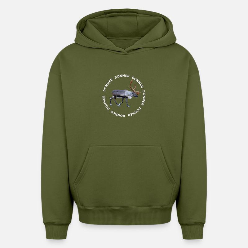DONNER - Sweat à capuche unisexe oversize épais SPREAD - kaki