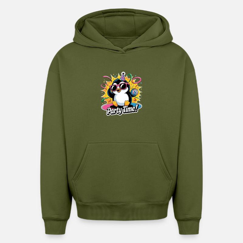 PartyPingouin - Sweat à capuche unisexe oversize épais SPREAD - kaki