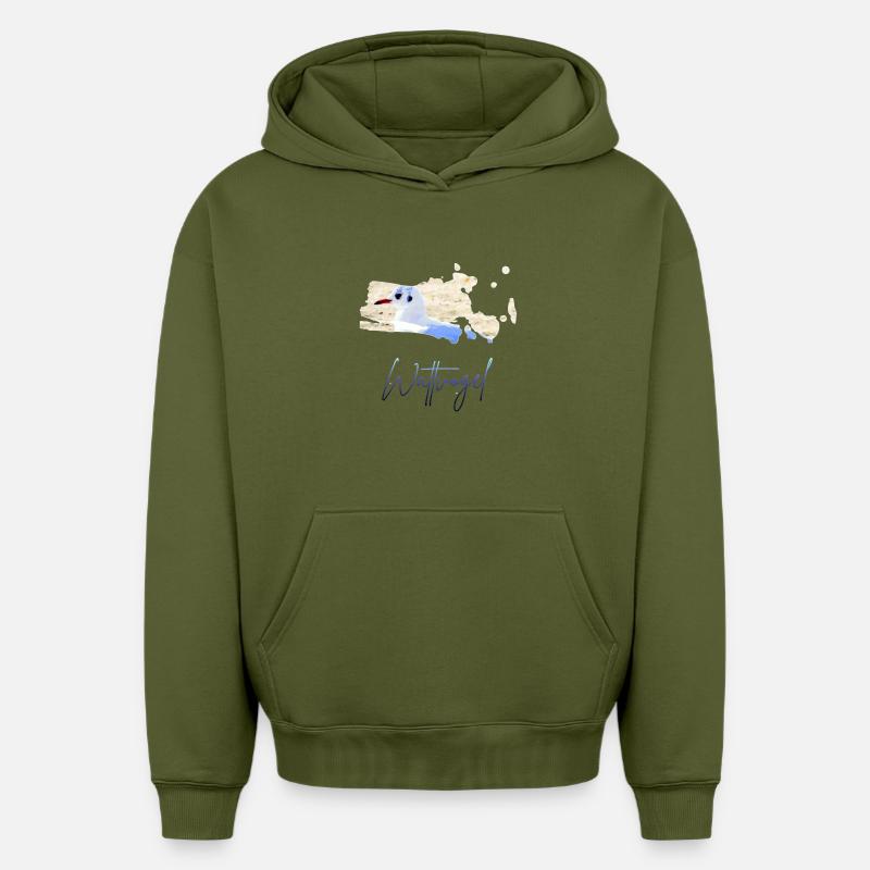 Wattvogel_2 - Oversized Heavyweight Unisex Hoodie - Khaki