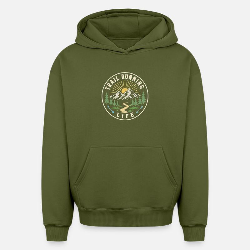 Vie en sentier - Sweat à capuche unisexe oversize épais SPREAD - kaki