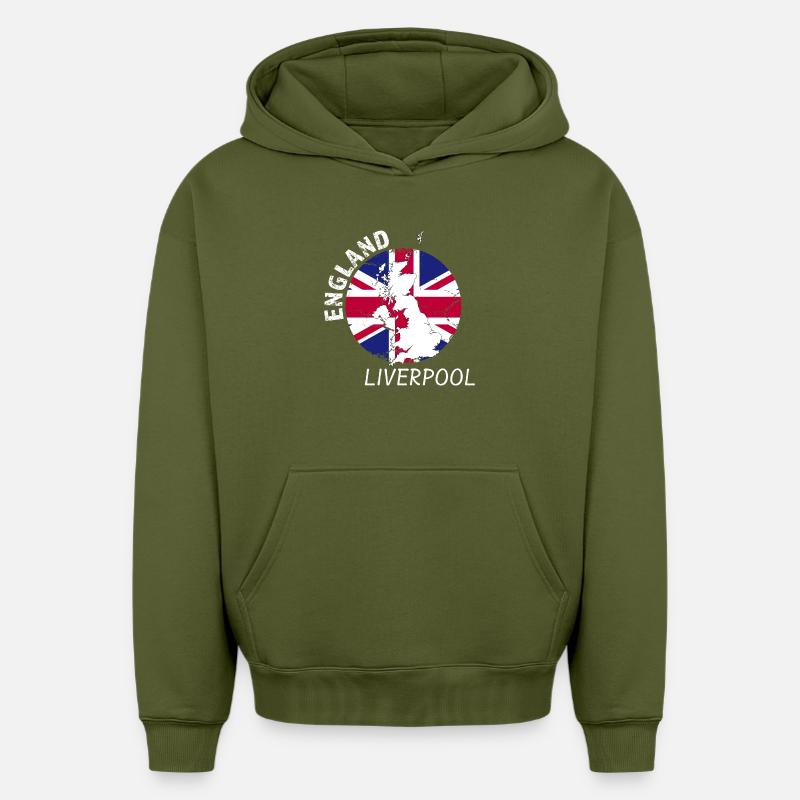 Liverpool - Sweat à capuche unisexe oversize épais SPREAD - kaki