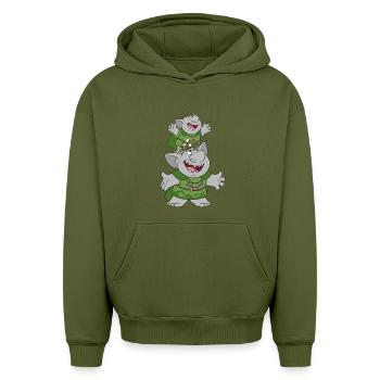 Frozen Motiv Mit Trollen - Oversized Heavyweight Unisex Hoodie - Khaki - Vorne - AI Model Female 172 light (172cm) & AI Model Male 185 light (185cm)