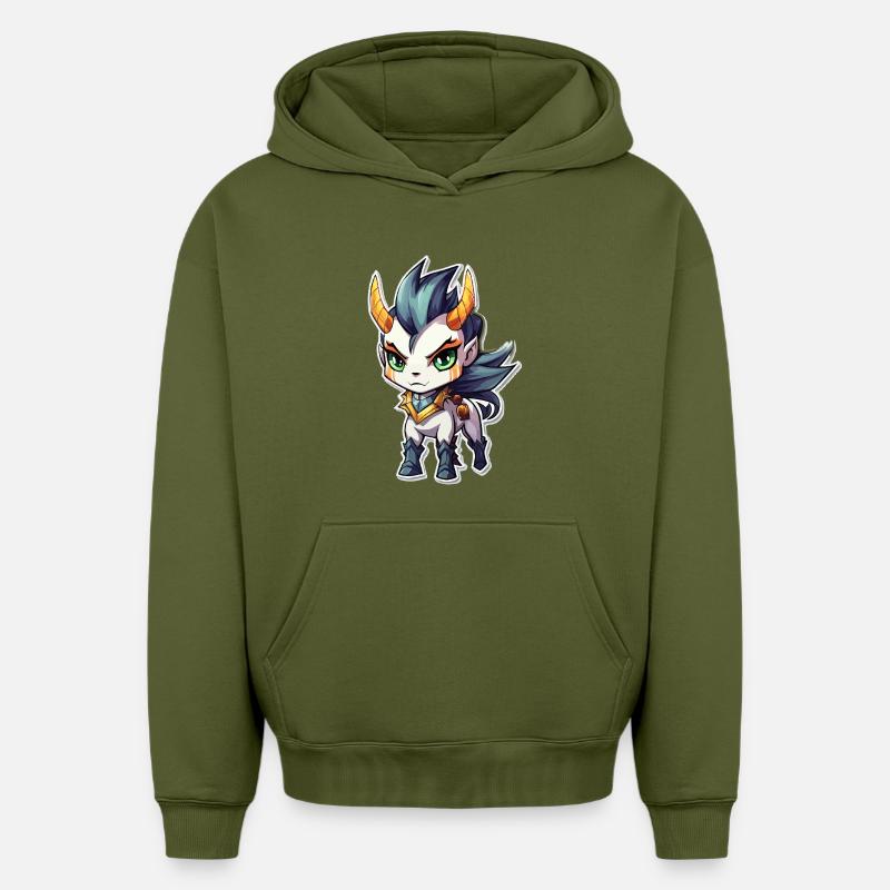 Chibi Dämonenpferd - Oversized Heavyweight Unisex Hoodie - Khaki
