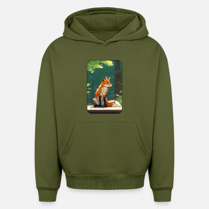 Fuchs im Wald - Oversized Heavyweight Unisex Hoodie - Khaki