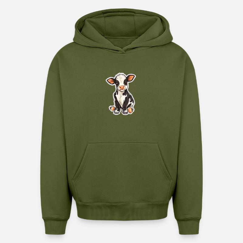 Vache - Sweat à capuche unisexe oversize épais SPREAD - kaki