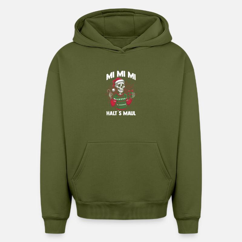 Noël Noël squelette de Noël - Sweat à capuche unisexe oversize épais SPREAD - kaki