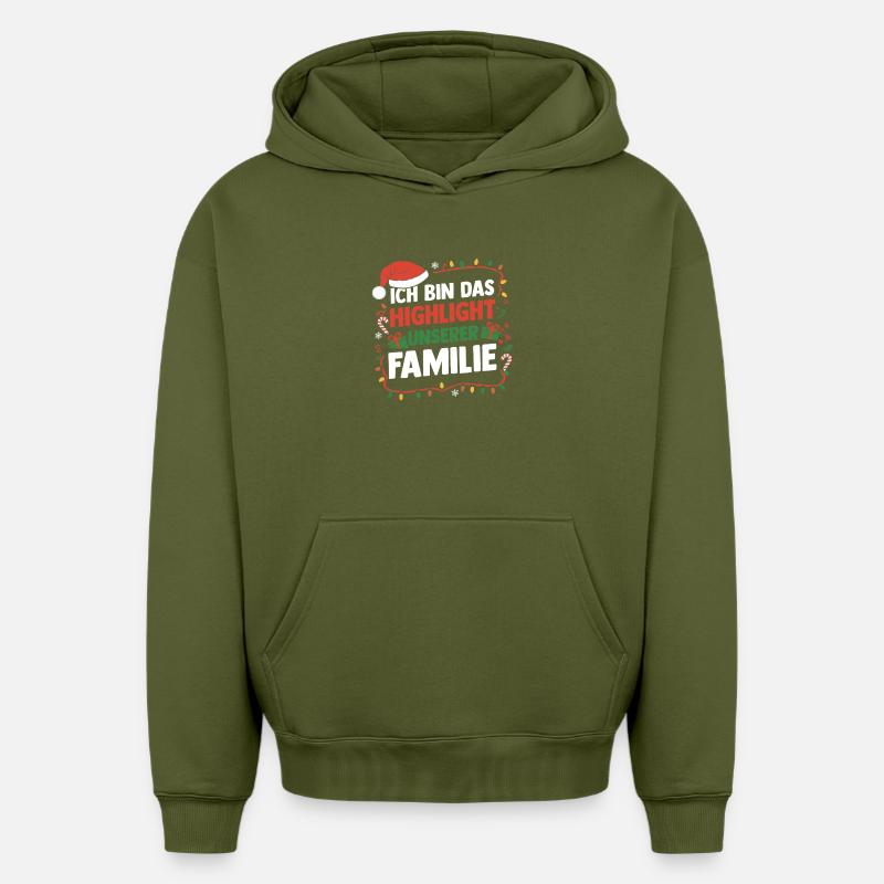 Noël du Père Noël - Sweat à capuche unisexe oversize épais SPREAD - kaki