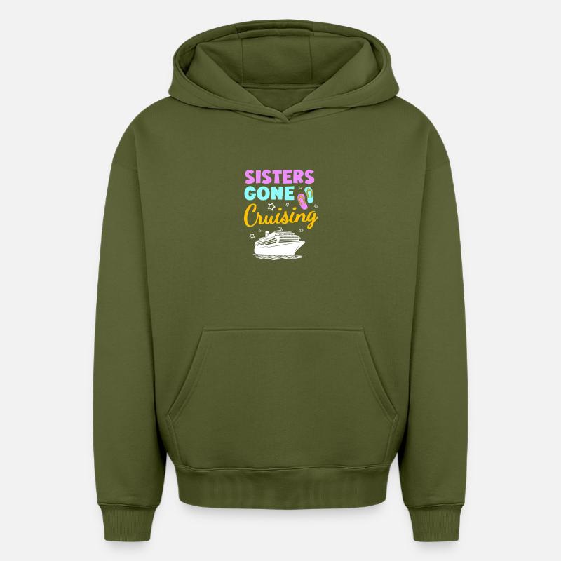 Croisière en bateau de croisière - Sweat à capuche unisexe oversize épais SPREAD - kaki