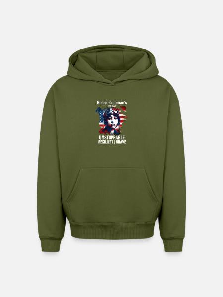 Bessie Coleman Modig flygpionjär - Hoodie unisex oversize kraftig - kaki