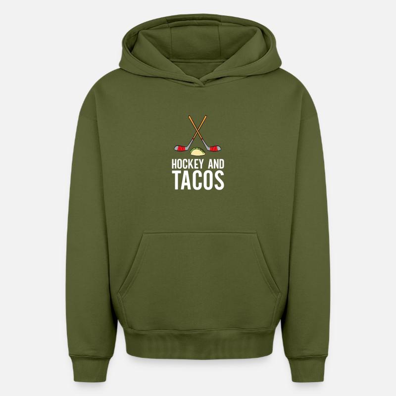 Hockey et Tacos - Sweat à capuche unisexe oversize épais SPREAD - kaki