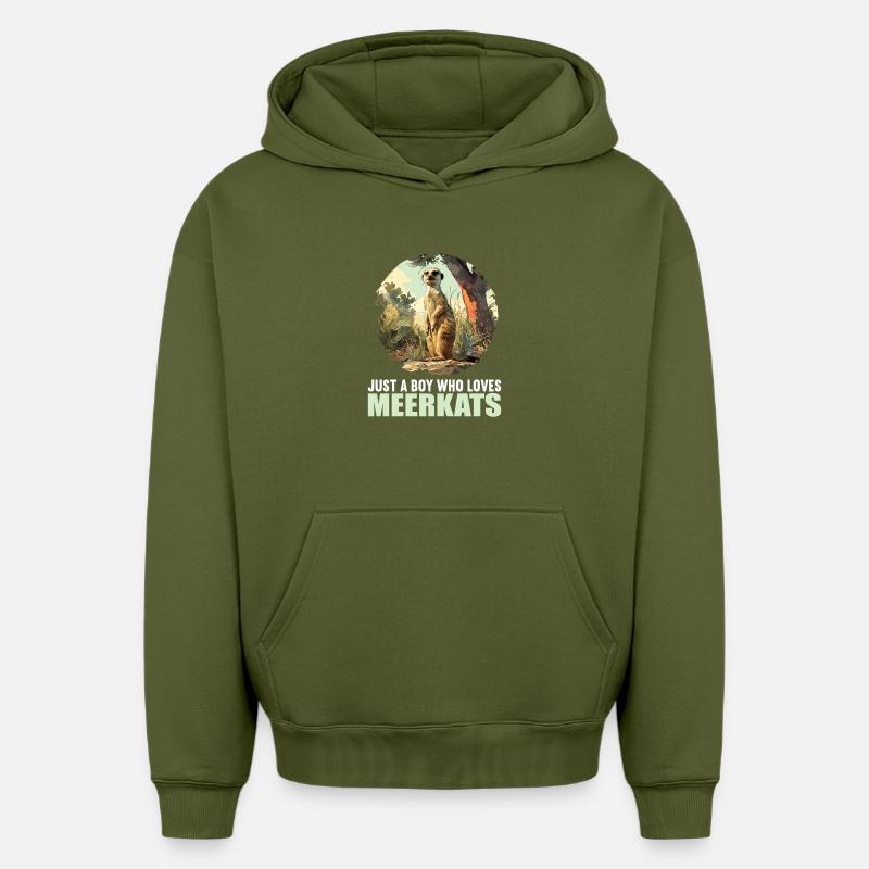 Suricate Erdmännchen - Sweat à capuche unisexe oversize épais SPREAD - kaki