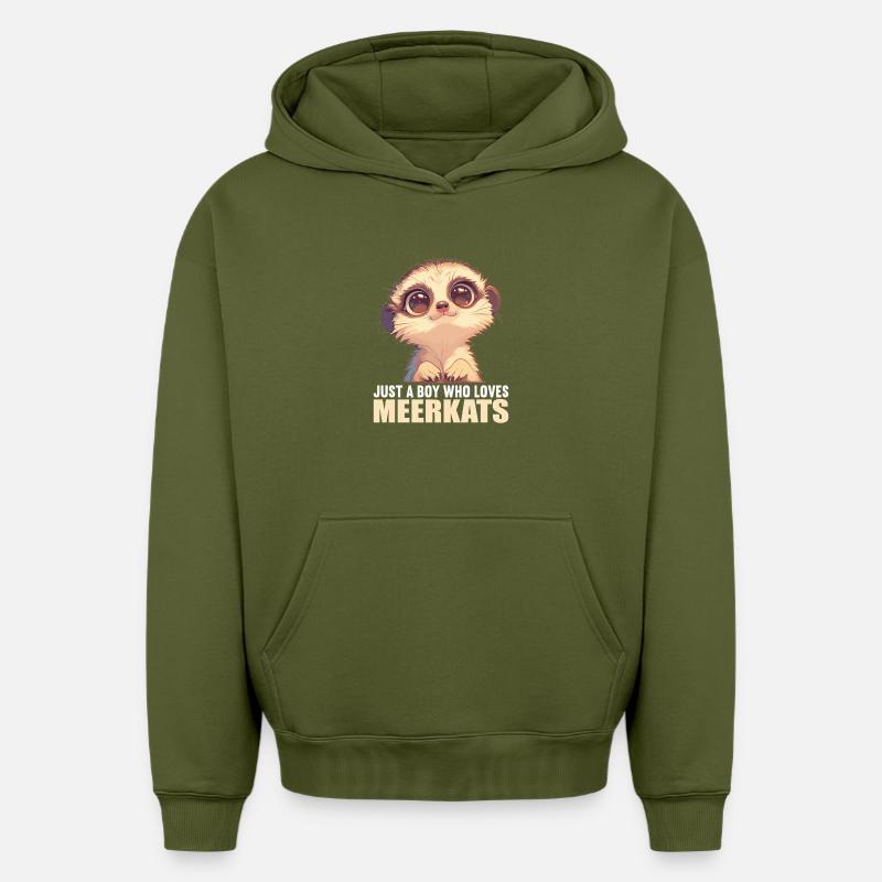 Suricate Erdmännchen - Sweat à capuche unisexe oversize épais SPREAD - kaki
