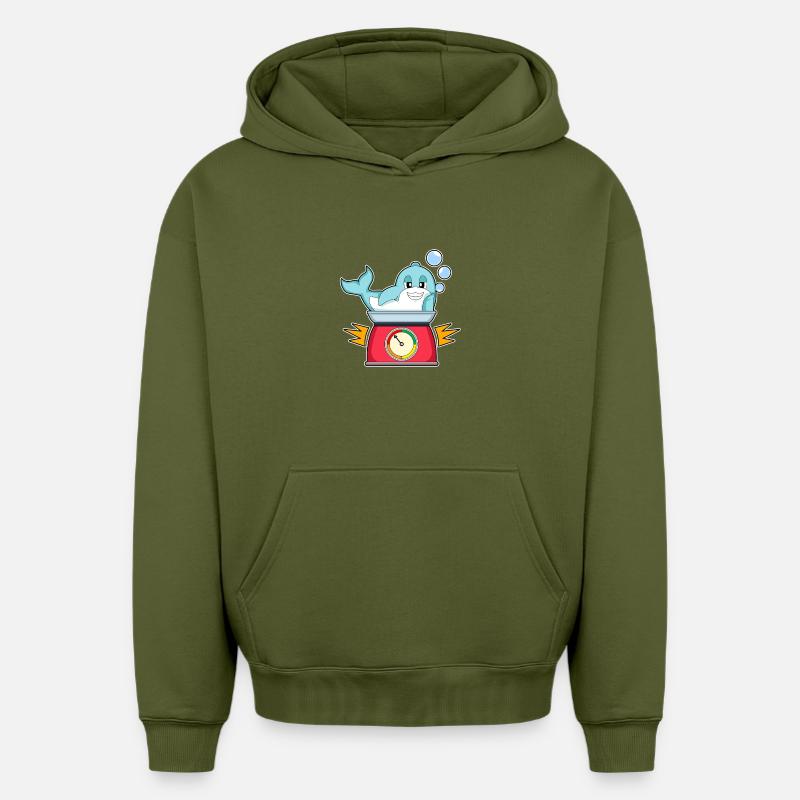 Échelle de cuisine Delfin - Sweat à capuche unisexe oversize épais SPREAD - kaki