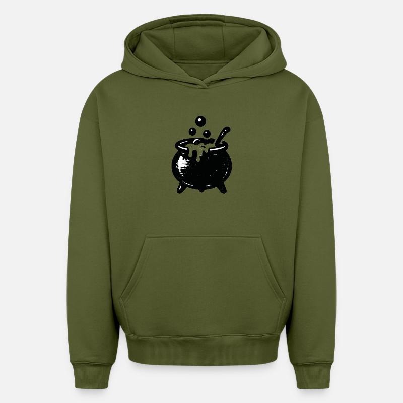 Witch's Cauldron Bubble Magic - Oversized Heavyweight Unisex Hoodie - khaki