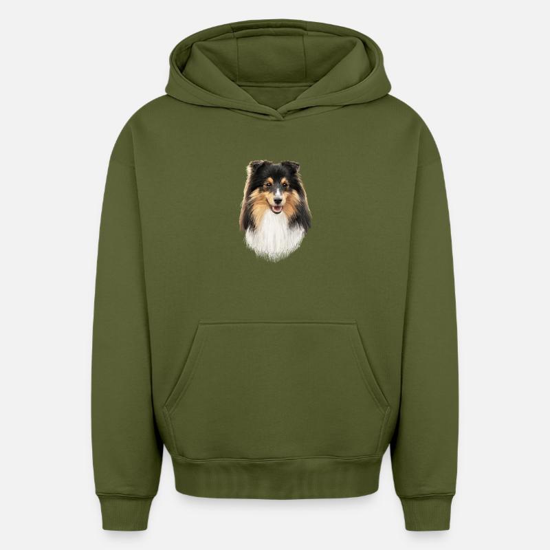 Sheltie - Sweat à capuche unisexe oversize épais SPREAD - kaki
