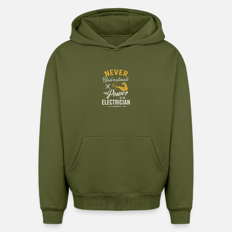 Die Leistung eines Elektrikers - Oversized Heavyweight Unisex Hoodie - Khaki