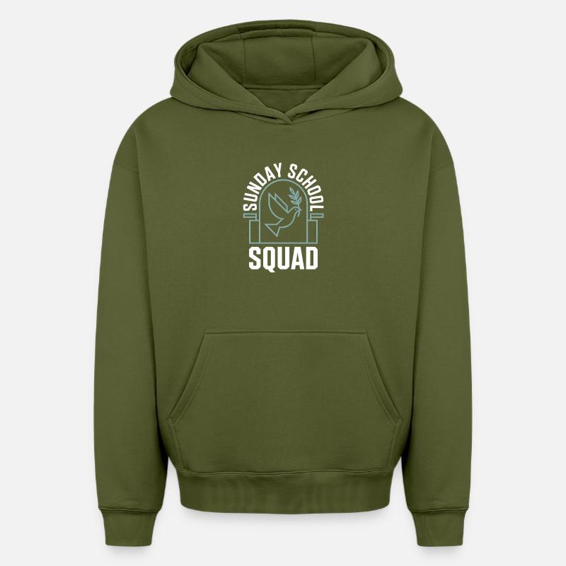 Équipe d’école du dimanche - Sweat à capuche unisexe oversize épais SPREAD - kaki