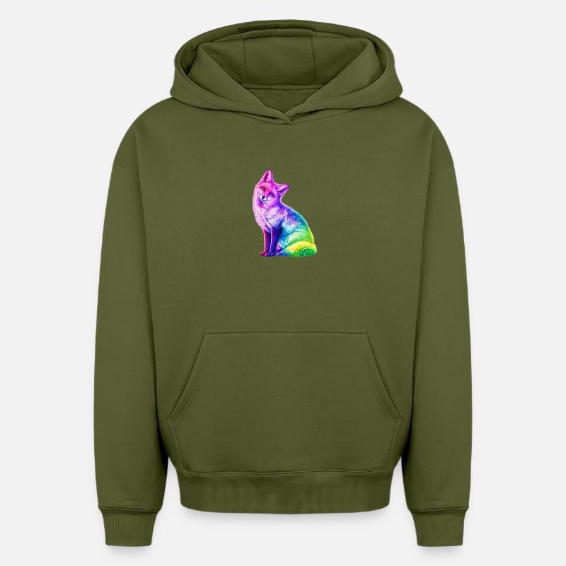 Regenbogenfuchs Farbkunst - Oversized Heavyweight Unisex Hoodie - Khaki