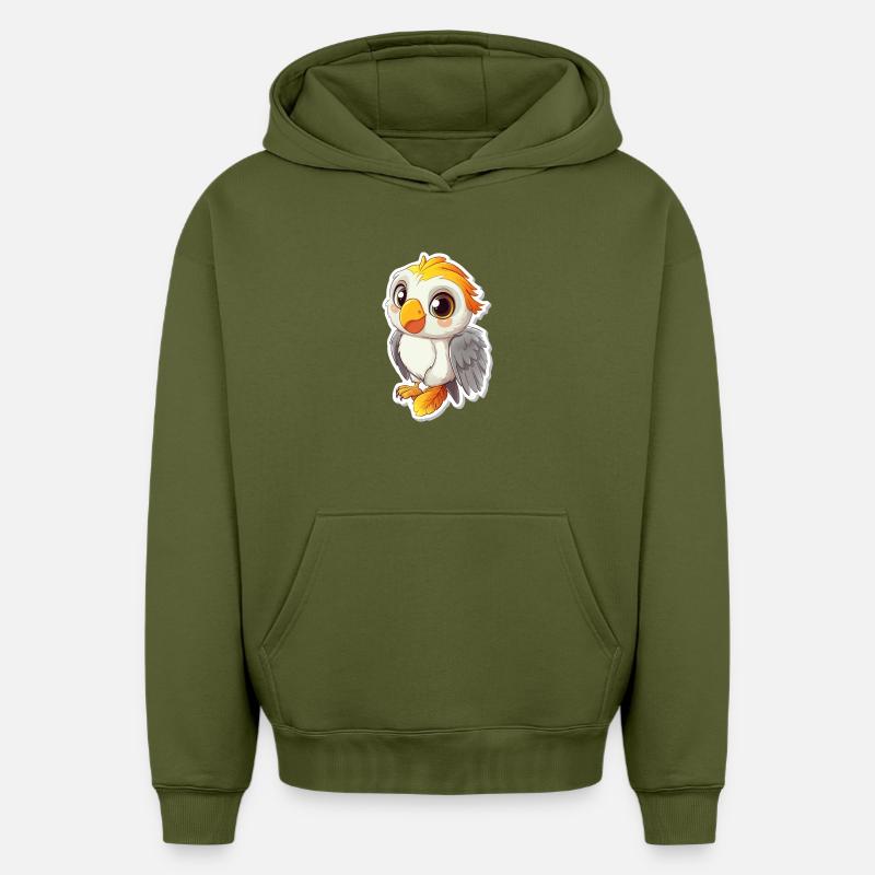 Cacatoès - Sweat à capuche unisexe oversize épais SPREAD - kaki