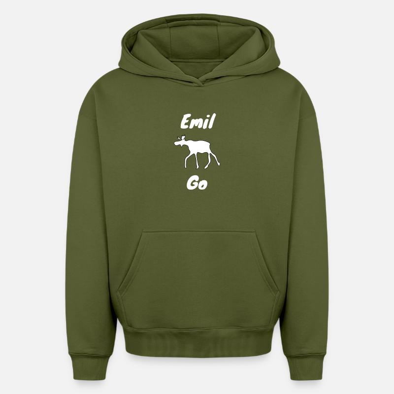 Emil der Elch withe - Oversized Heavyweight Unisex Hoodie - Khaki