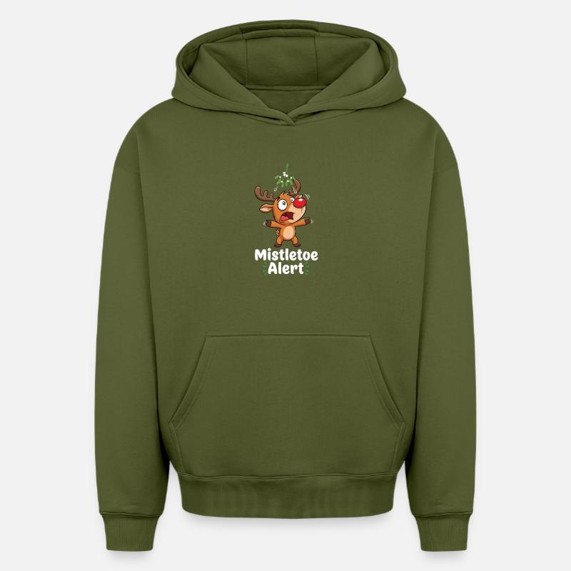 Renne avec gui - Sweat à capuche unisexe oversize épais SPREAD - kaki