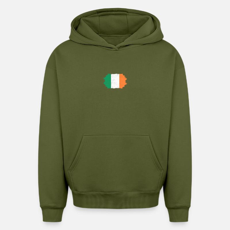 Irlande - Sweat à capuche unisexe oversize épais SPREAD - kaki
