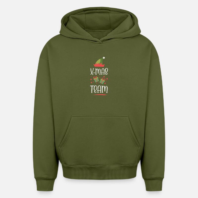 L’équipe X-Mas - Sweat à capuche unisexe oversize épais SPREAD - kaki