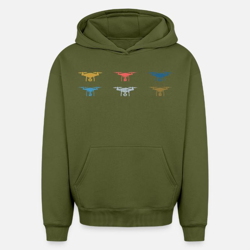 Heartbeat Drone Drones - Sweat à capuche unisexe oversize épais SPREAD - kaki