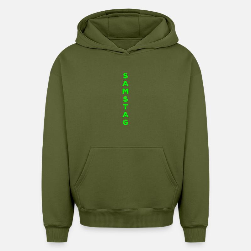 Samedi - vert - Sweat à capuche unisexe oversize épais SPREAD - kaki