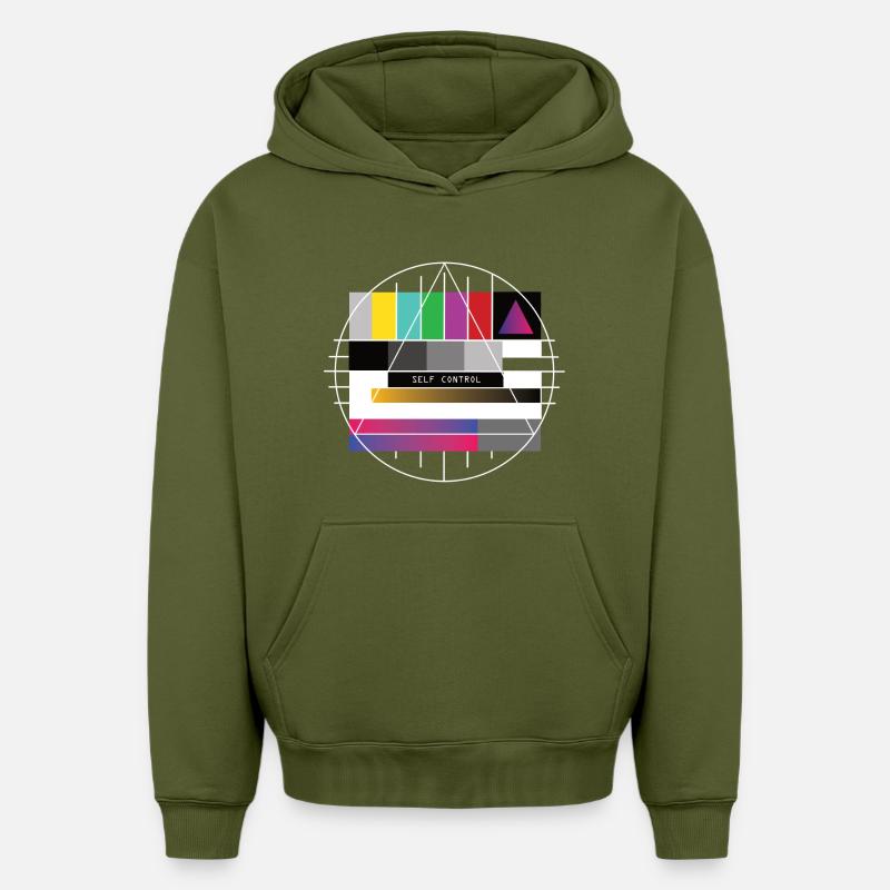 New Retro Testbild - Self Control - Oversized Heavyweight Unisex Hoodie - Khaki