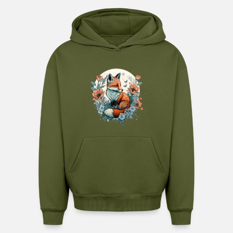 Fuchs - Oversized Heavyweight Unisex Hoodie - Khaki