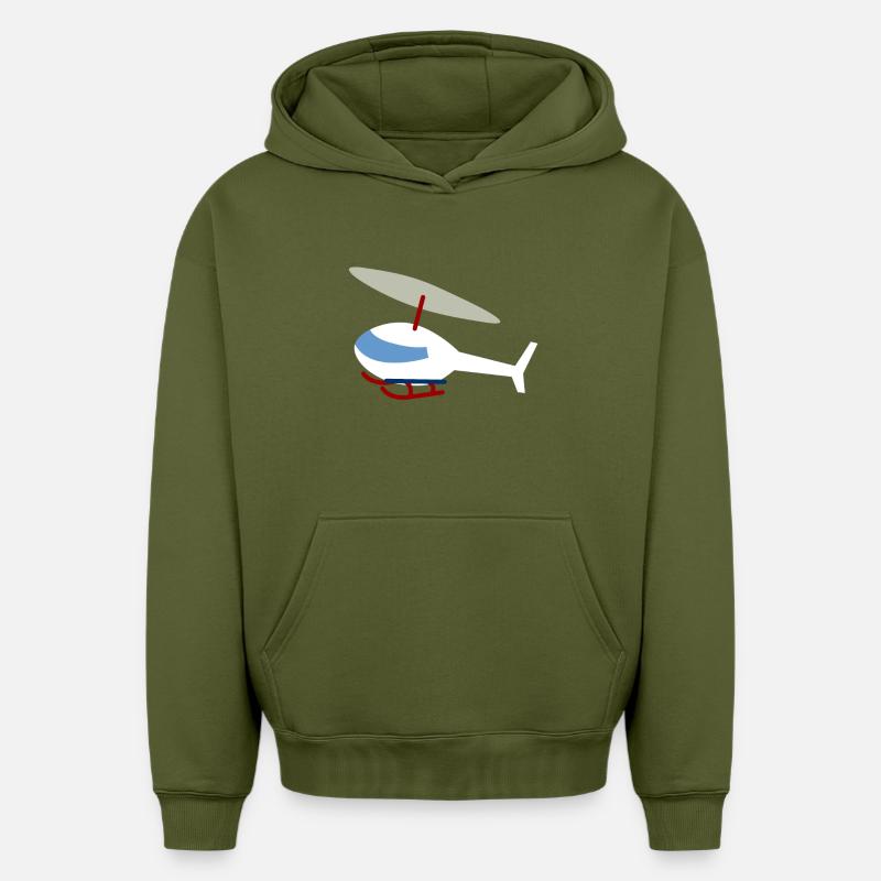Hélicoptère blanc - Sweat à capuche unisexe oversize épais SPREAD - kaki