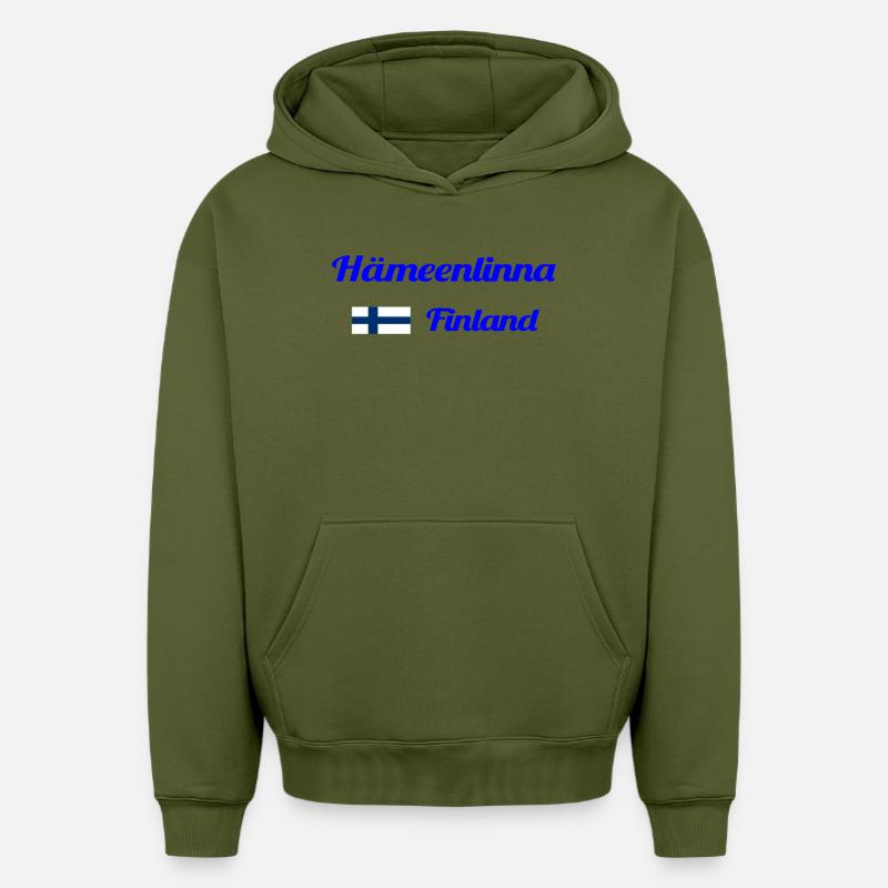 Hämeenlinna Finlande- Imprimés élégants - Sweat à capuche unisexe oversize épais SPREAD - kaki