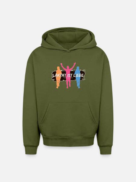 Lactate, c’est l’amour – Édition Runner - Sweat à capuche unisexe oversize épais SPREAD - kaki