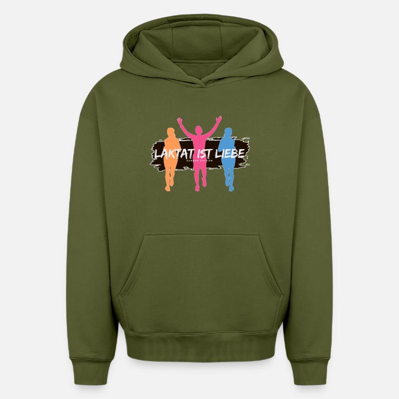 Lactate, c’est l’amour – Édition Runner - Sweat à capuche unisexe oversize épais SPREAD - kaki