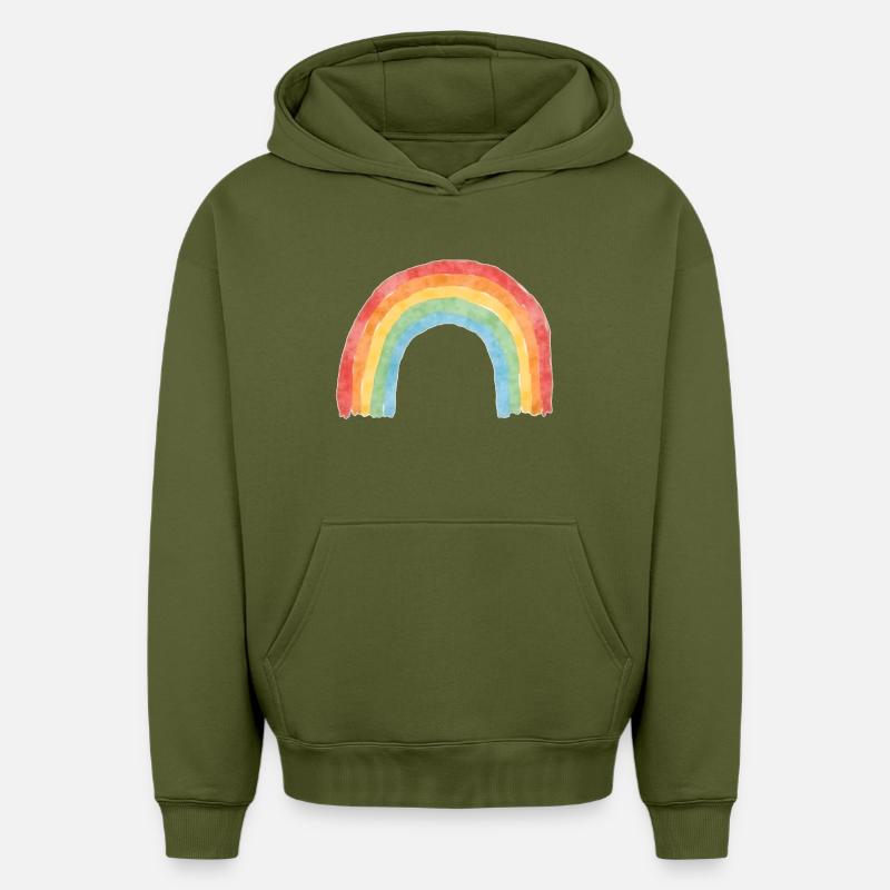 Arc-en-ciel - Sweat à capuche unisexe oversize épais SPREAD - kaki
