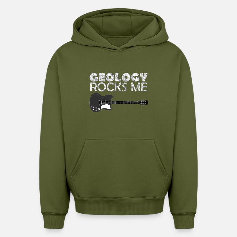 Geology Rocks Me ! - Sweat à capuche unisexe oversize épais SPREAD - kaki