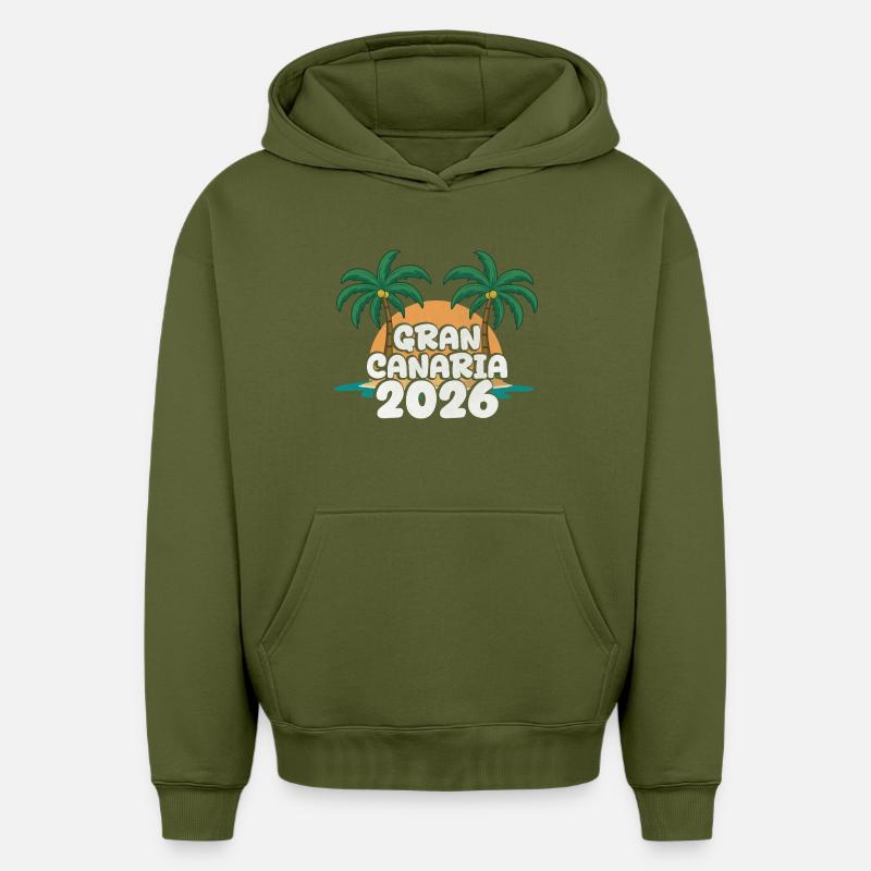 Grande Canarie 2026 - Sweat à capuche unisexe oversize épais SPREAD - kaki
